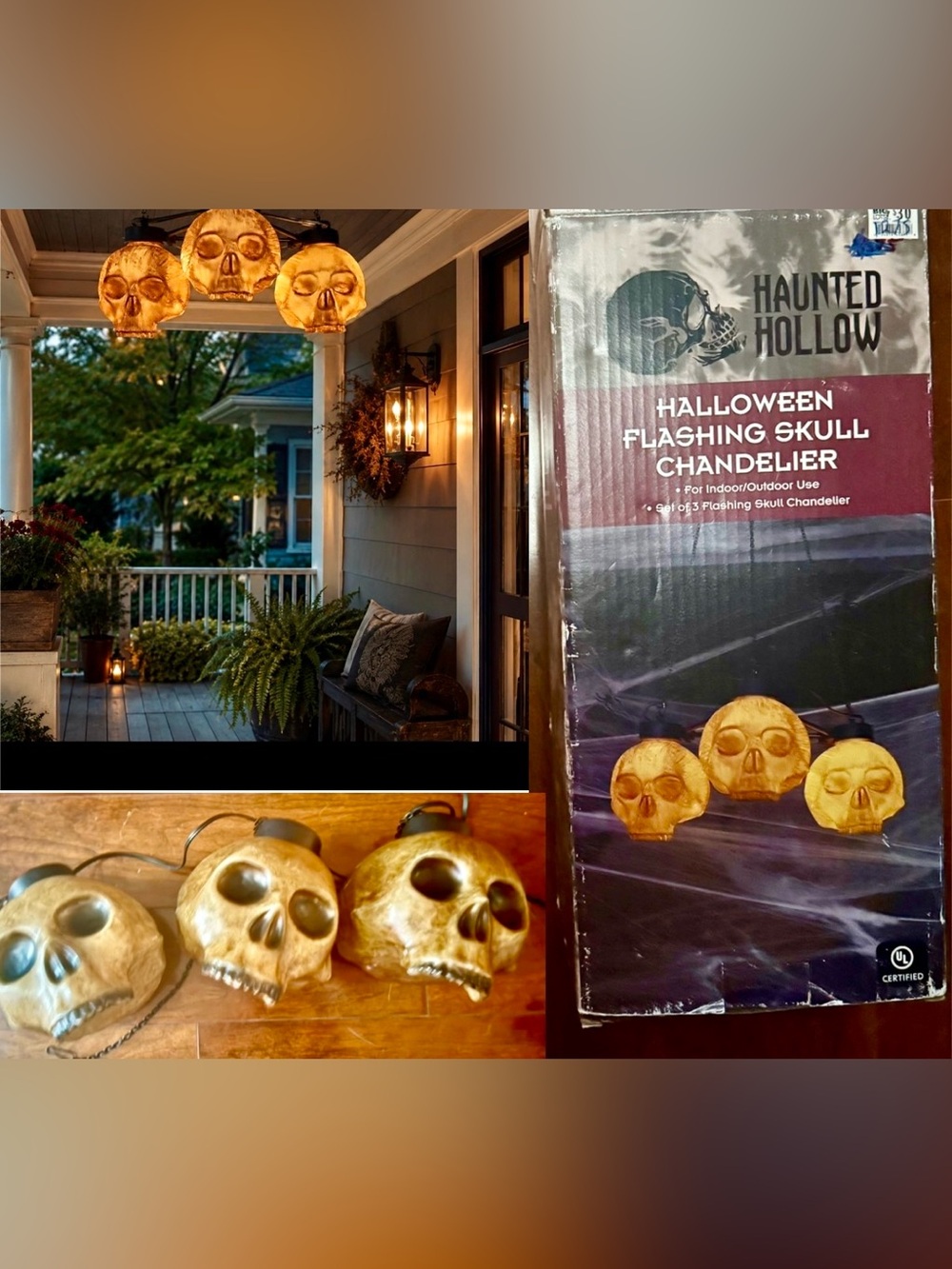 Haunted Hollow Halloween Flashing Skull Chandelier